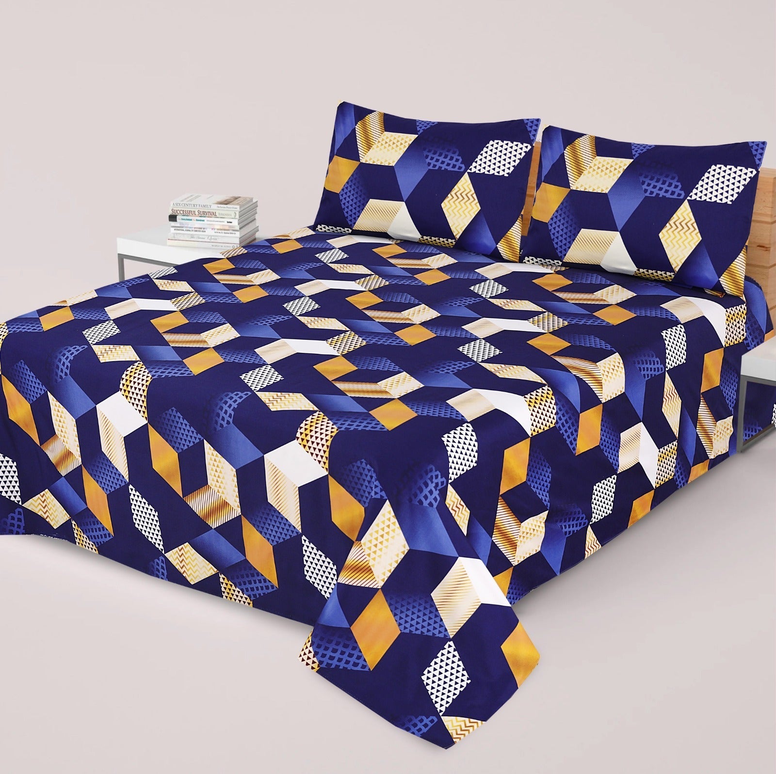 Gul Ahmed-King cotton bedsheet 3 pcs