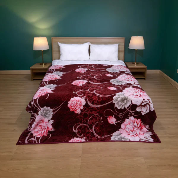 Luxury Summer AC  Blanket(Red n Grey Flower)