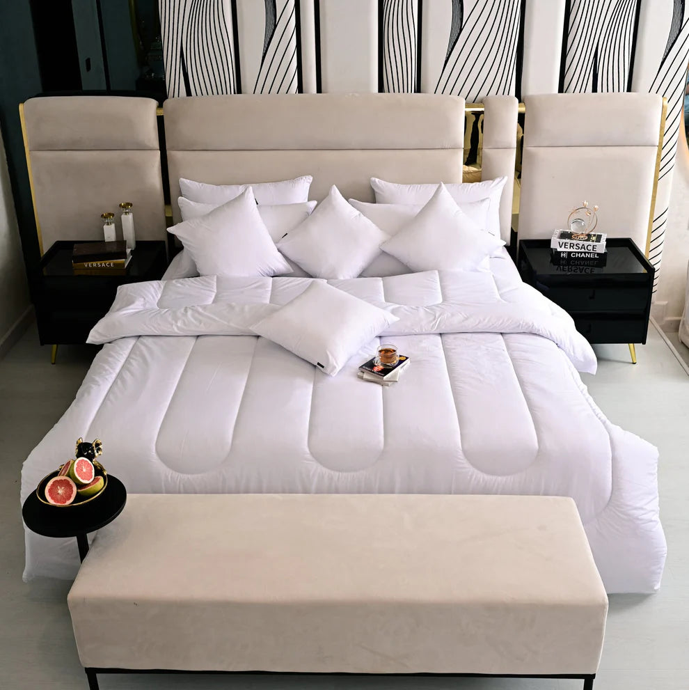 9 PCs White Filling Deal(4 Cuhsions+4 Pillows+Quilt)