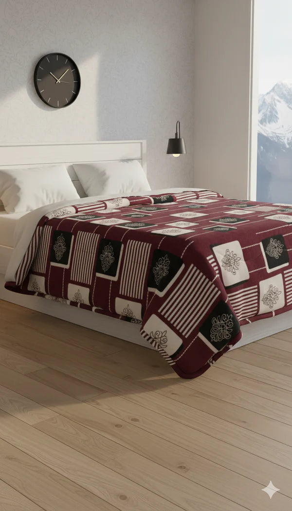 Luxury Summer AC  Blanket(Brown Squre Motif)