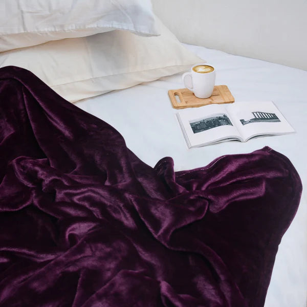 Flannel Fleece Plain Blanket-PURPEL