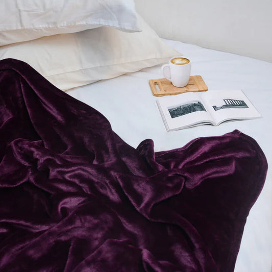 Flannel Fleece Plain Blanket-PURPEL