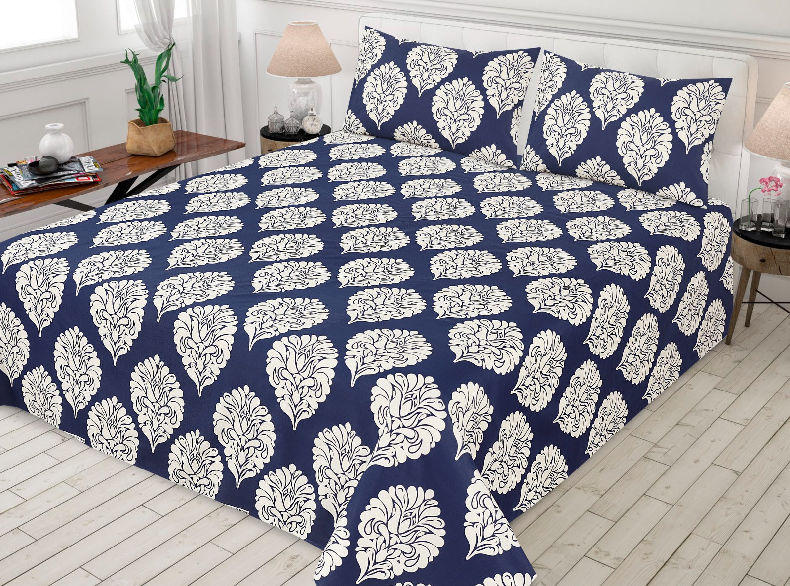 Gul Ahmed-King cotton bedsheet 3 pcs