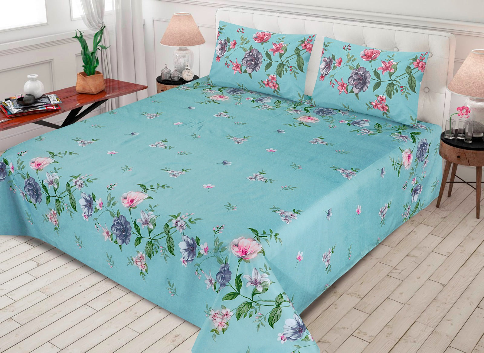 Gul Ahmed-King cotton bedsheet 3 pcs