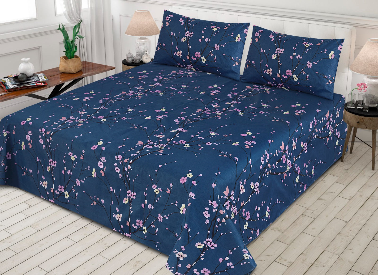 Gul Ahmed-King cotton bedsheet 3 pcs