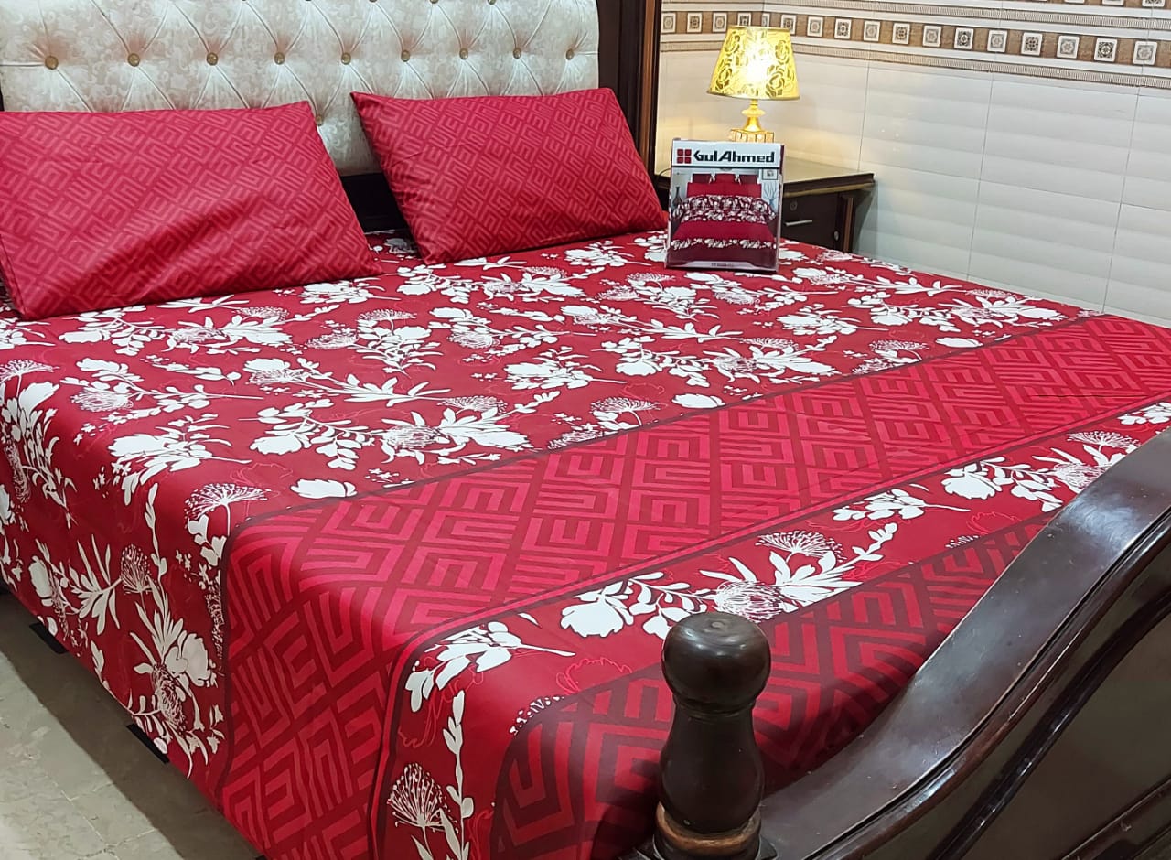 Gul Ahmed-King cotton bedsheet 3 pcs