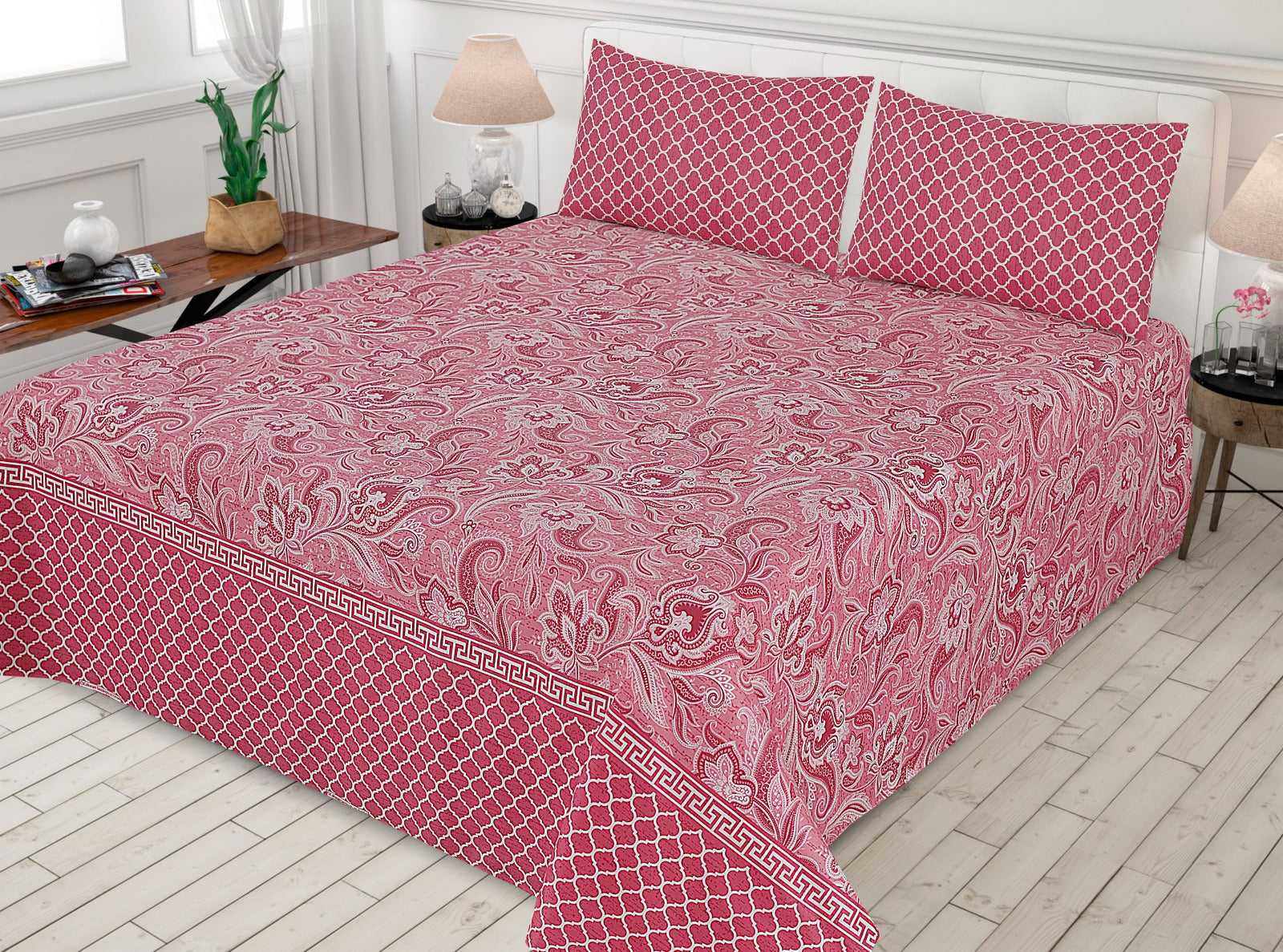 Gul Ahmed-King cotton bedsheet 3 pcs