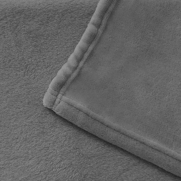 Flannel Fleece Plain Blanket-GREY