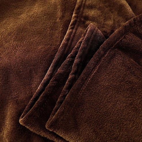 Flannel Fleece Plain Blanket-DARK-BROWN