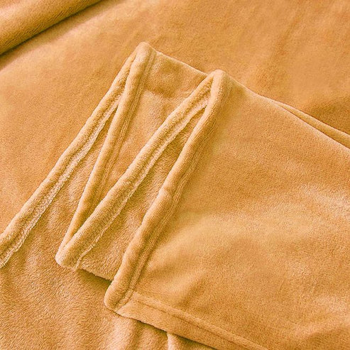 Flannel Fleece Plain Blanket-GOLD