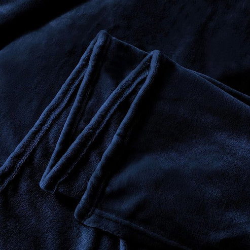 Flannel Fleece Plain Blanket-NAVY-BLUE