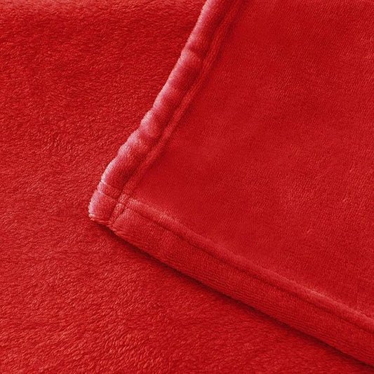 Flannel Fleece Plain Blanket-RED