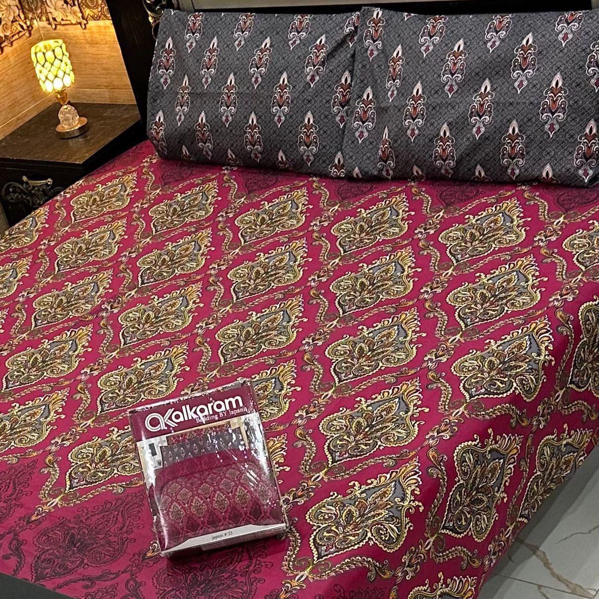 Gul Ahmed-King cotton bedsheet 3 pcs
