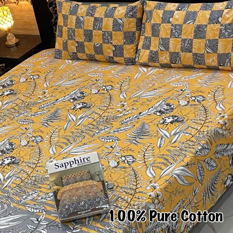 Gul Ahmed-King cotton bedsheet 3 pcs