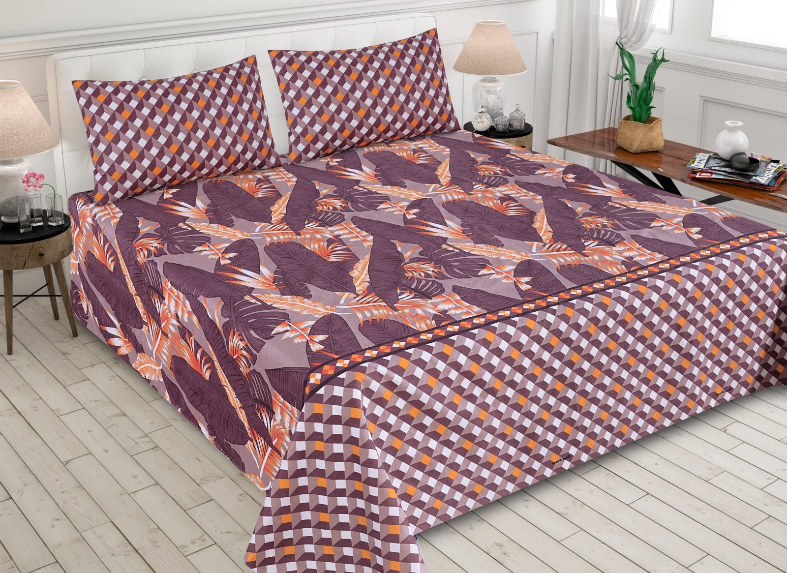 Gul Ahmed-King cotton bedsheet 3 pcs
