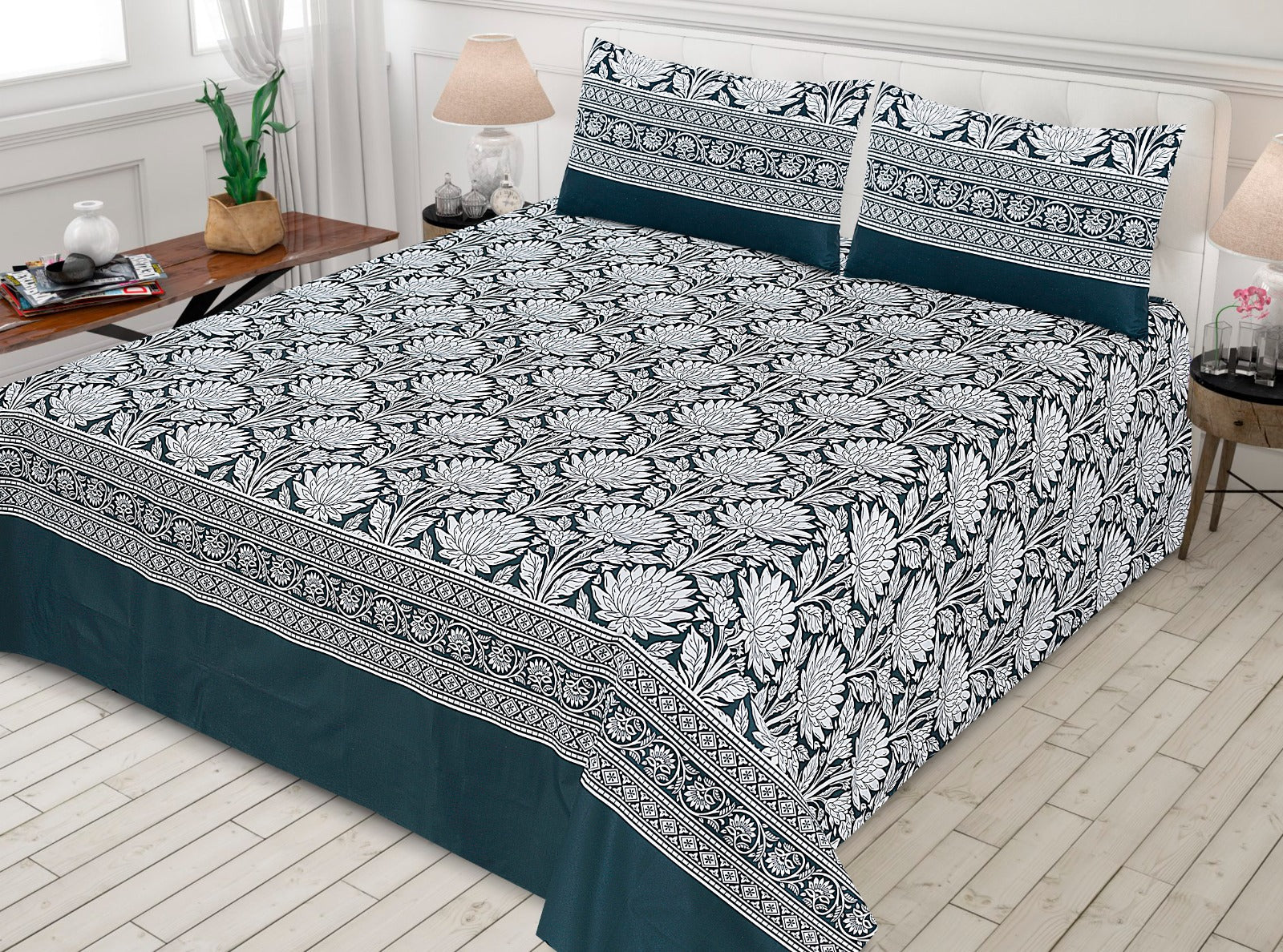 Gul Ahmed-King cotton bedsheet 3 pcs