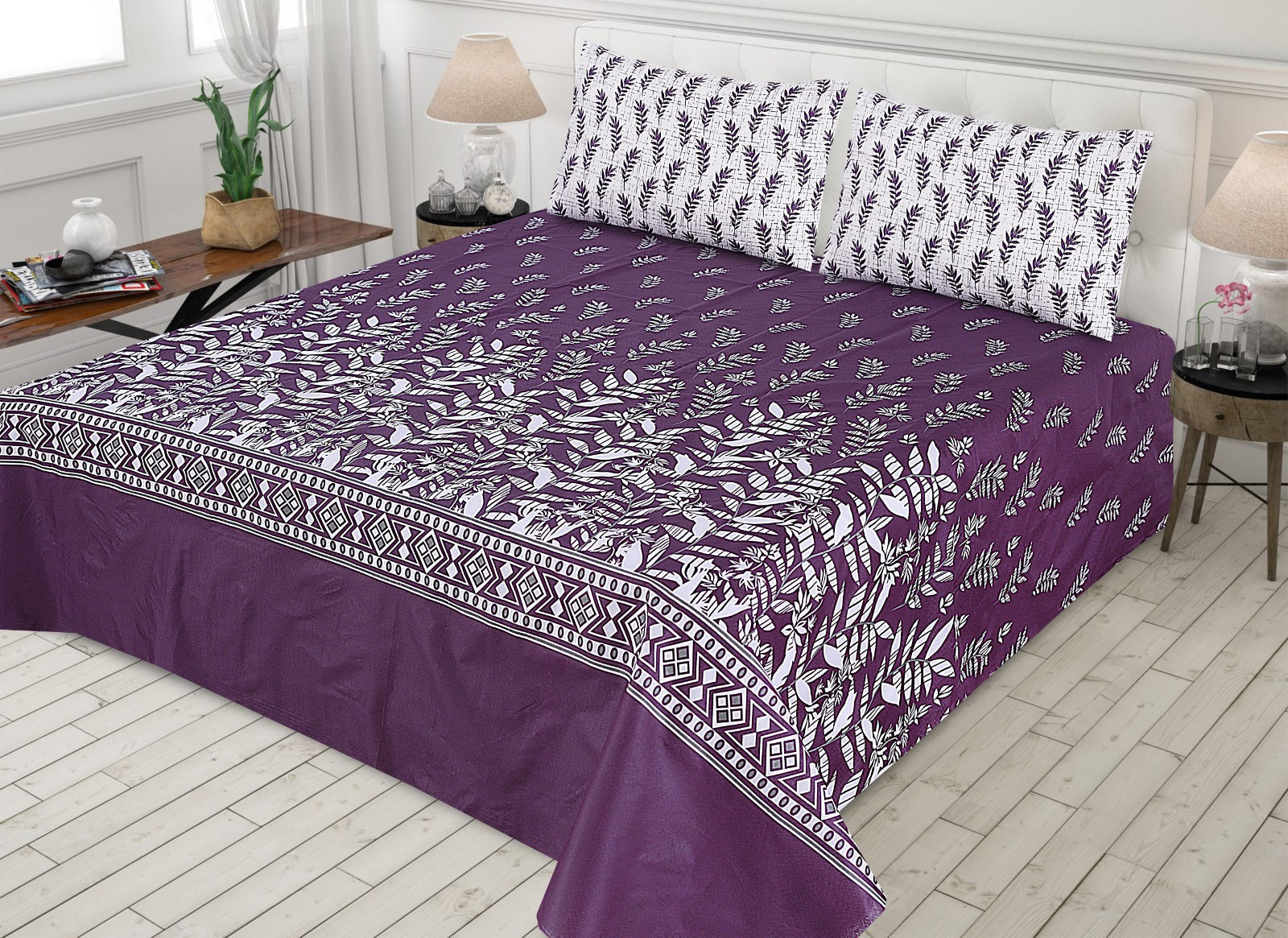 Gul Ahmed-King cotton bedsheet 3 pcs