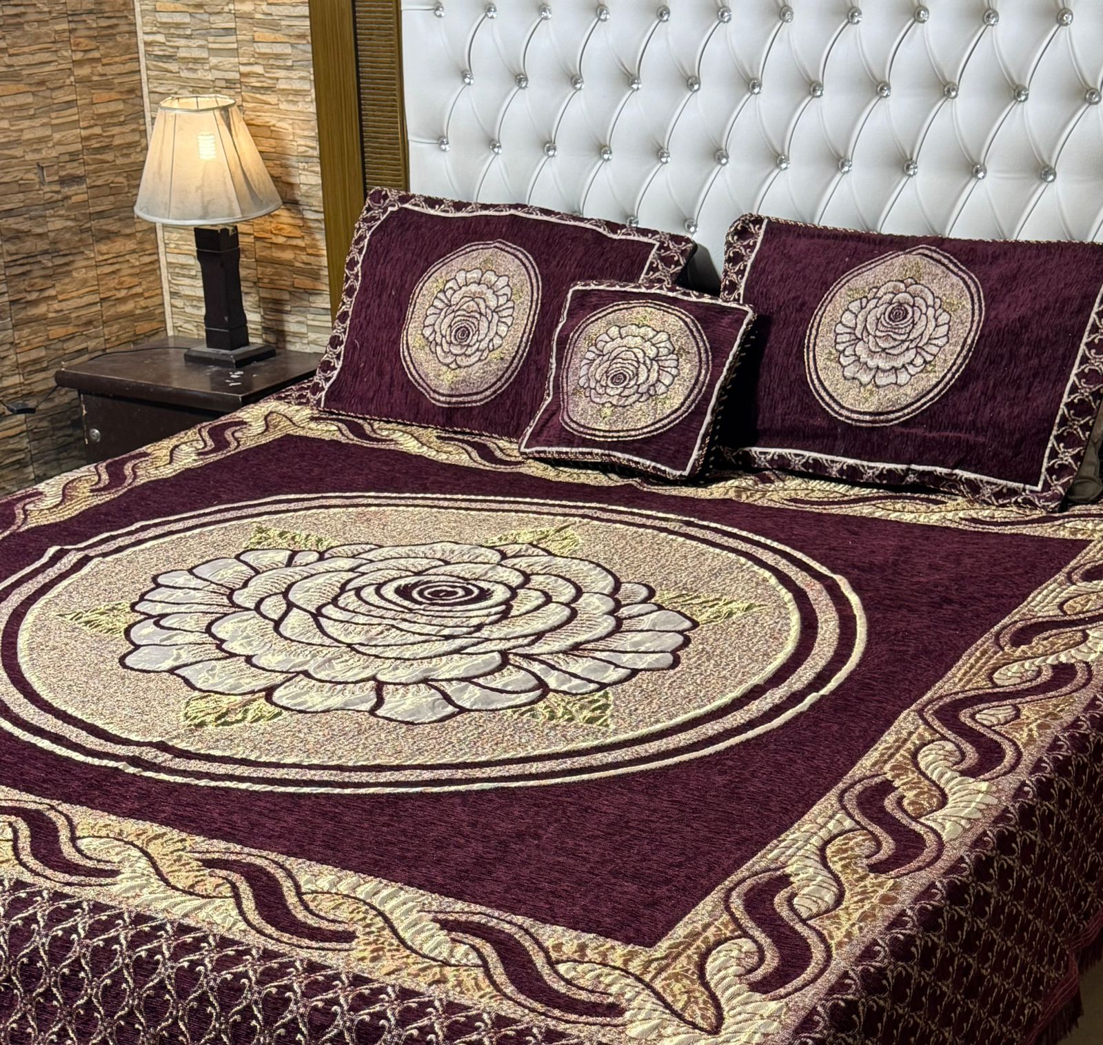 4Pc Velvet Jaquard Bedsheet (Ds No 1027)
