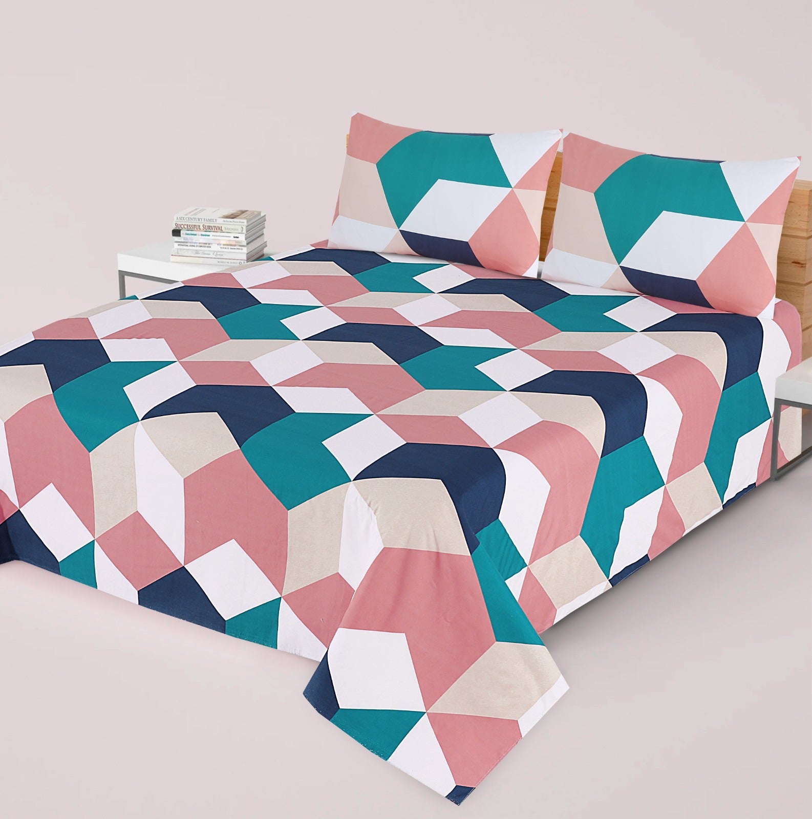 Gul Ahmed-King cotton bedsheet 3 pcs