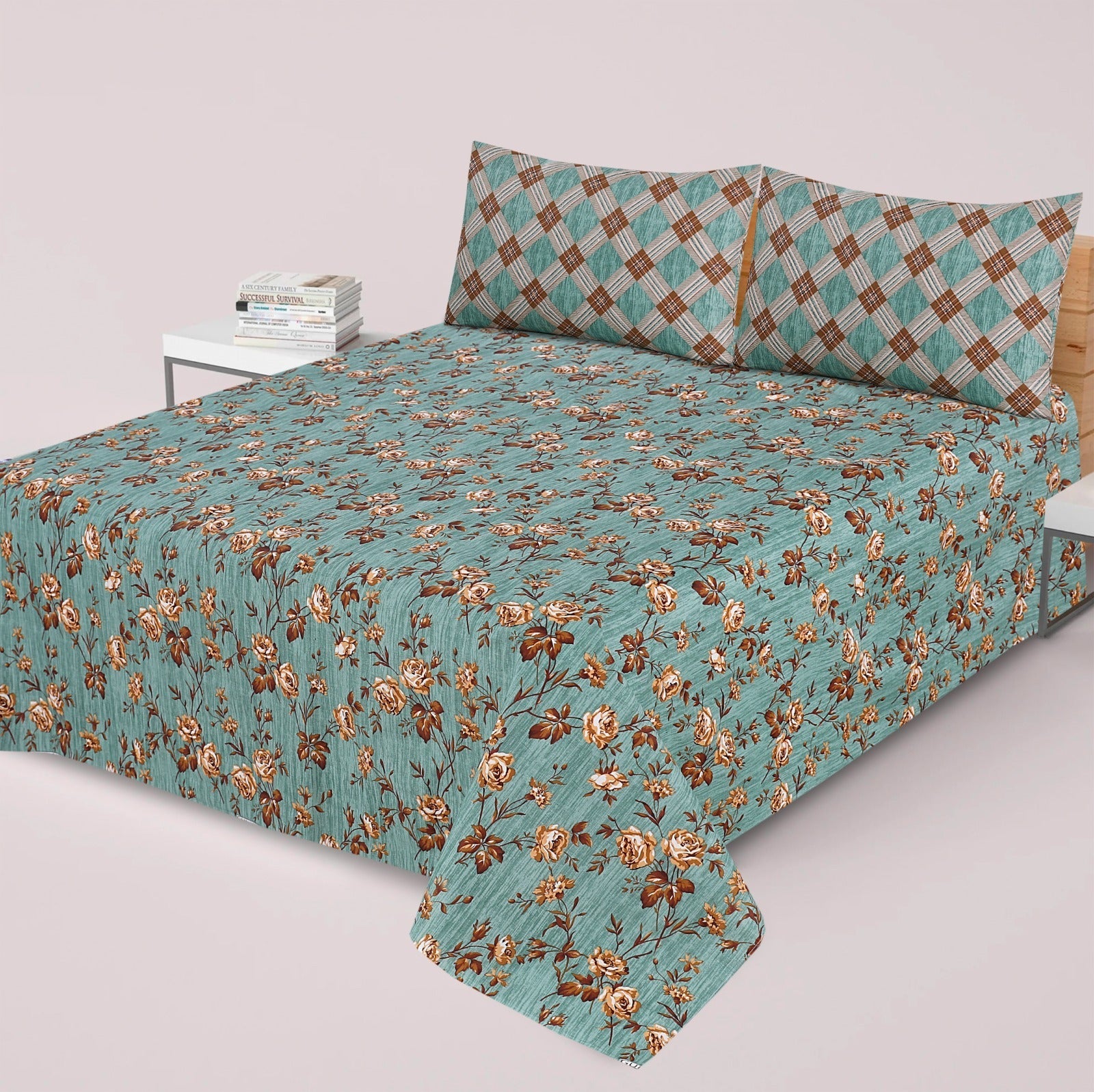 Gul Ahmed-King cotton bedsheet 3 pcs