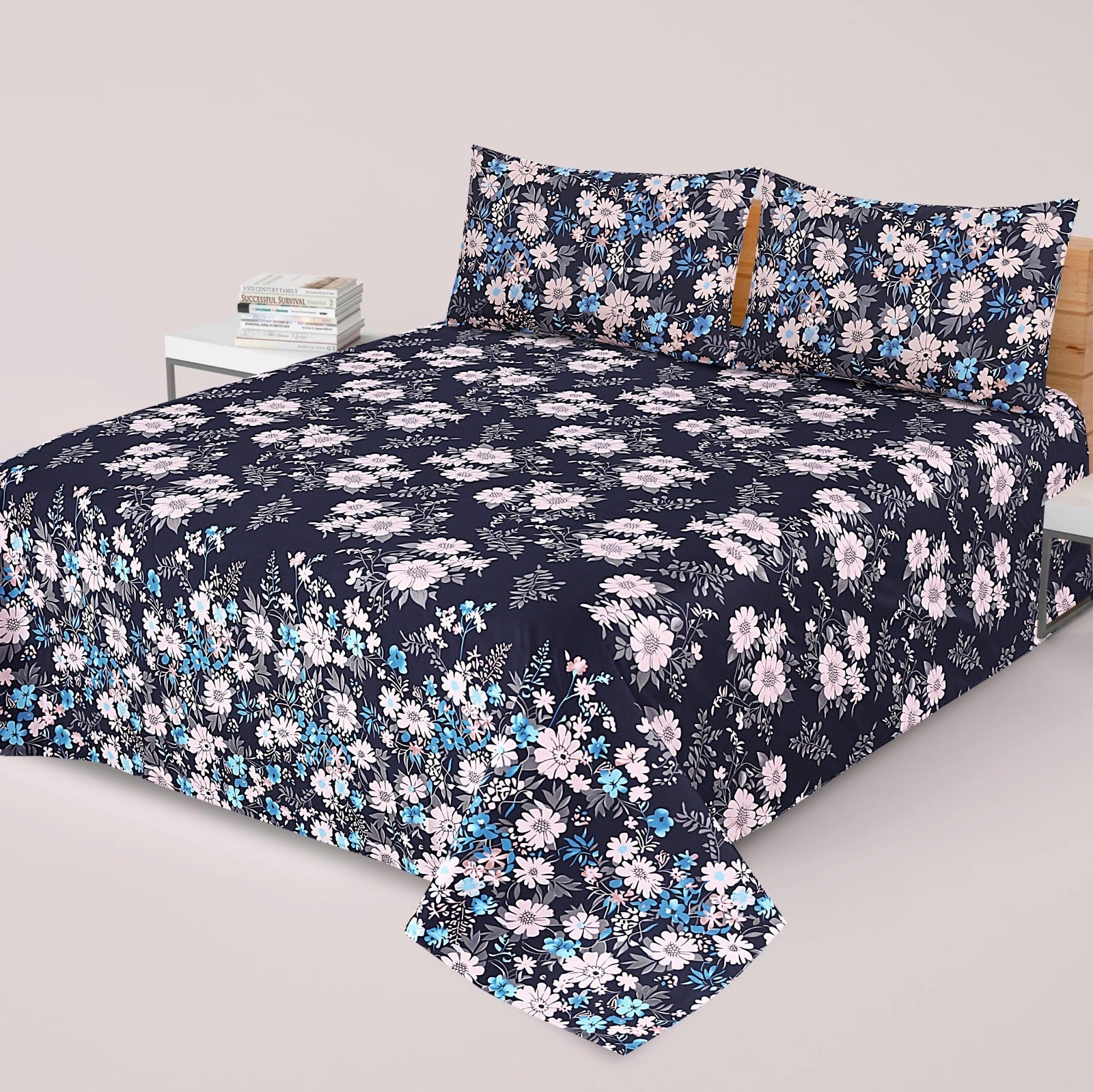 Gul Ahmed-King cotton bedsheet 3 pcs