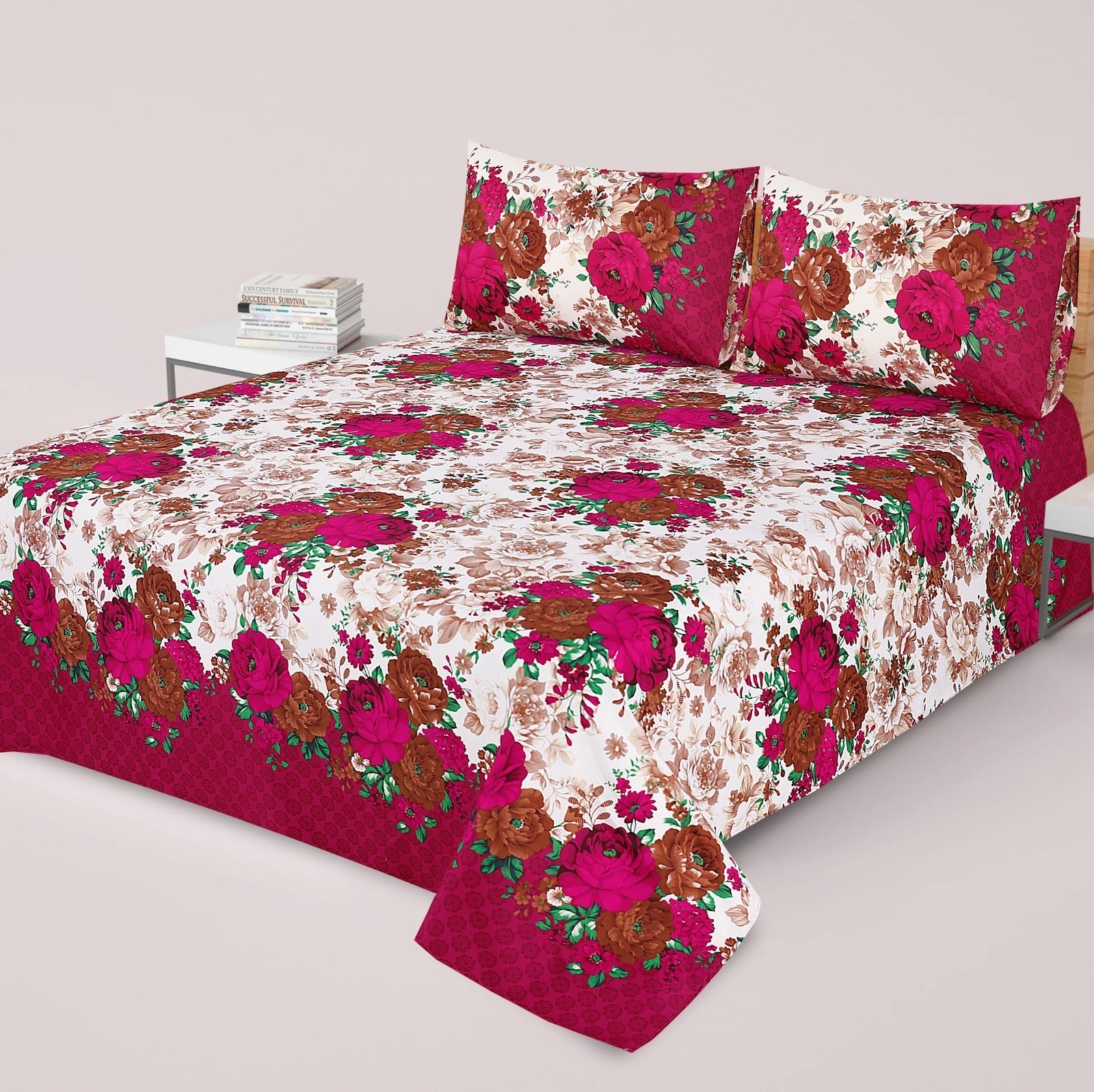Gul Ahmed-King cotton bedsheet 3 pcs
