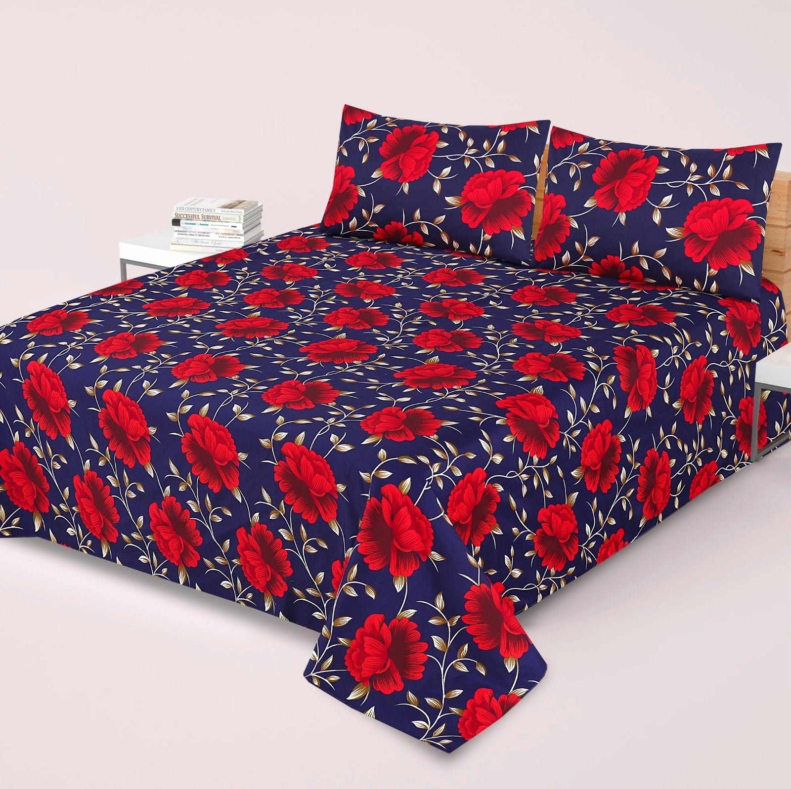 Gul Ahmed-King cotton bedsheet 3 pcs