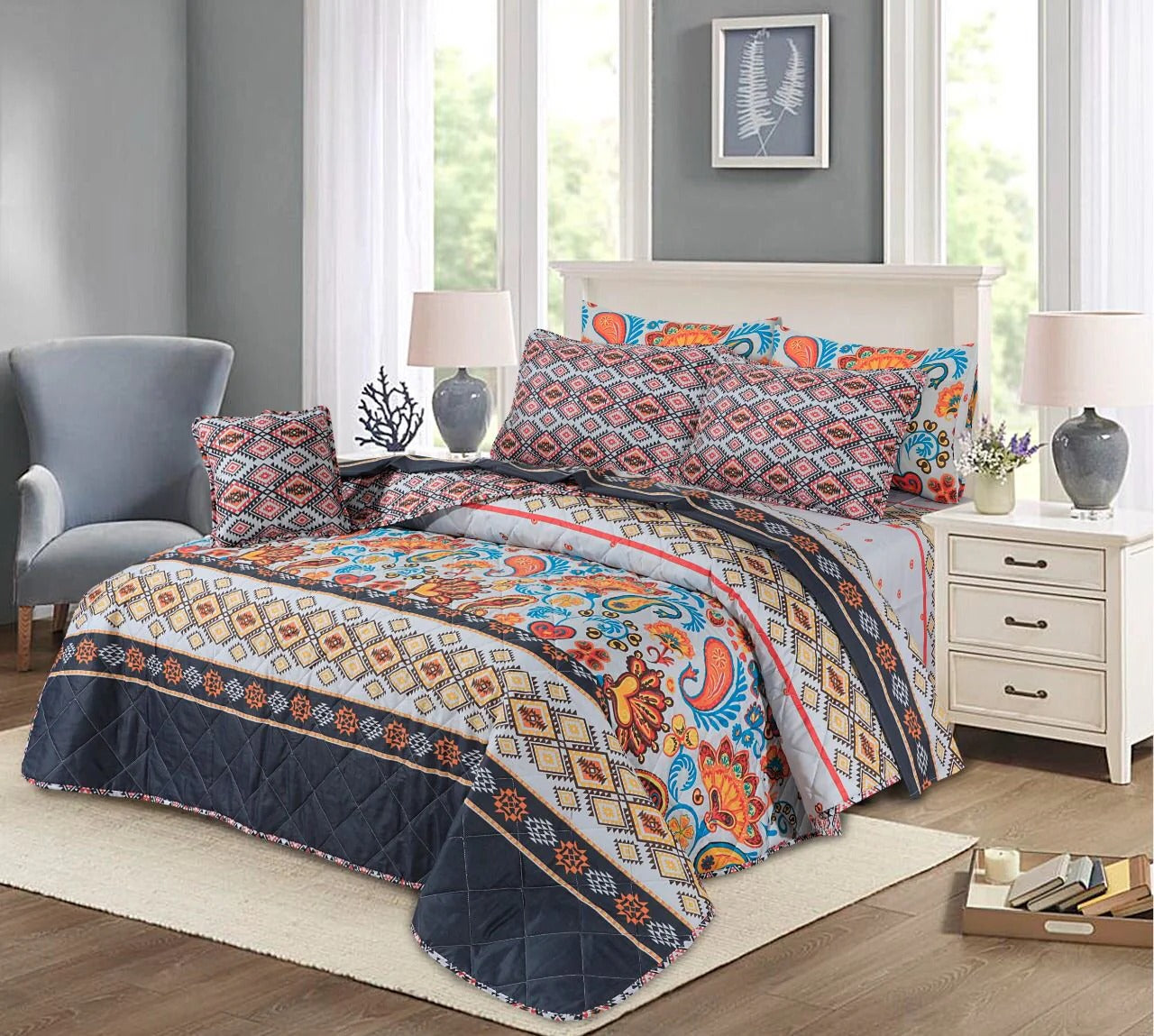 King Cotton Comfurter set 7pcs(Design MZk-256)