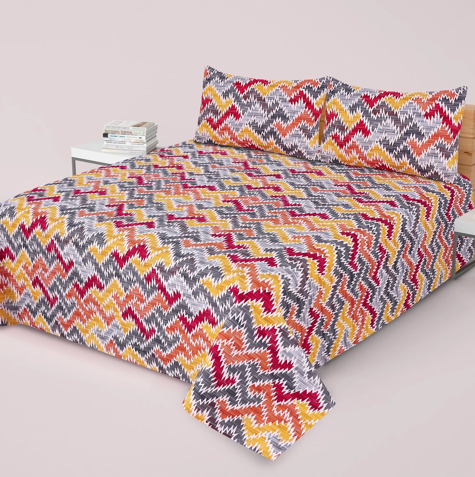 Gul Ahmed-King cotton bedsheet 3 pcs