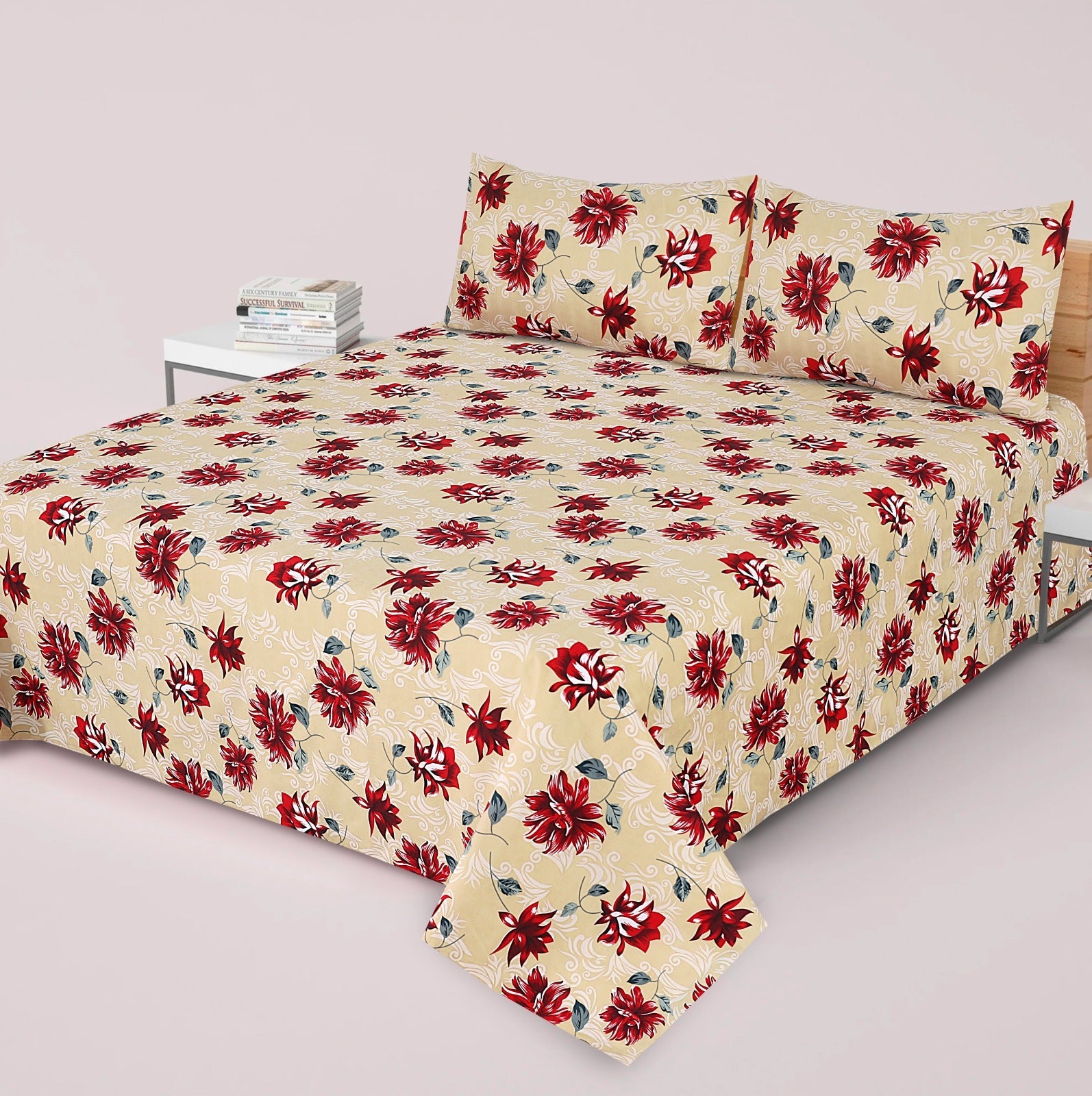 Gul Ahmed-King cotton bedsheet 3 pcs