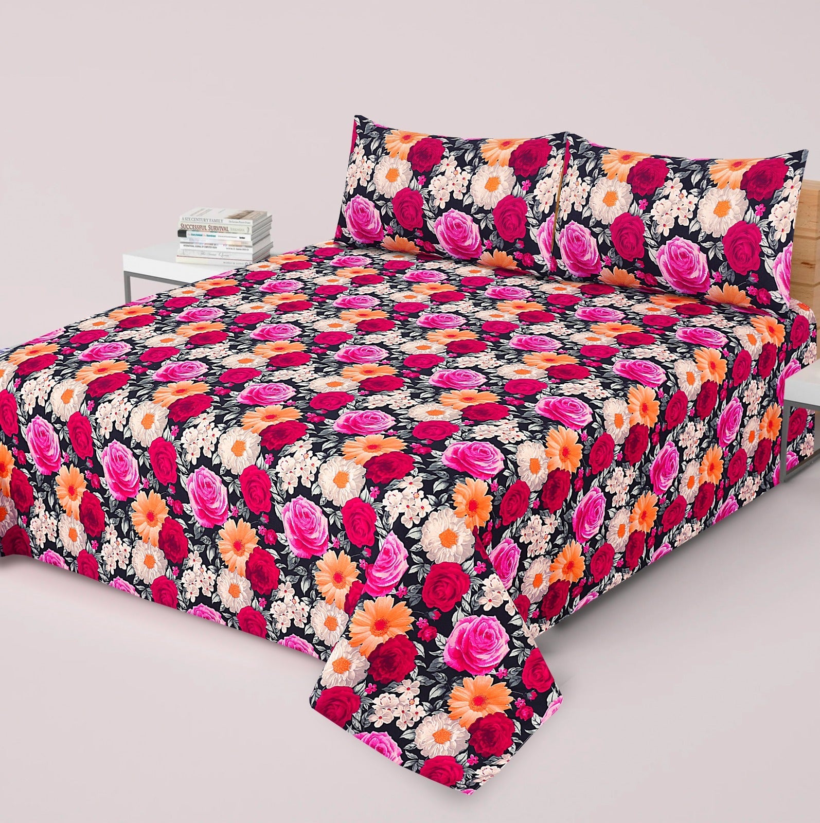 Gul Ahmed-King cotton bedsheet 3 pcs