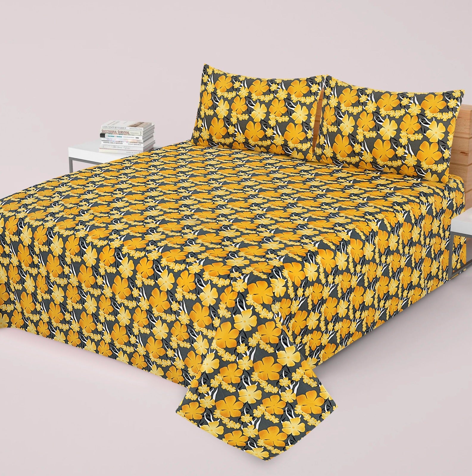 Gul Ahmed-King cotton bedsheet 3 pcs