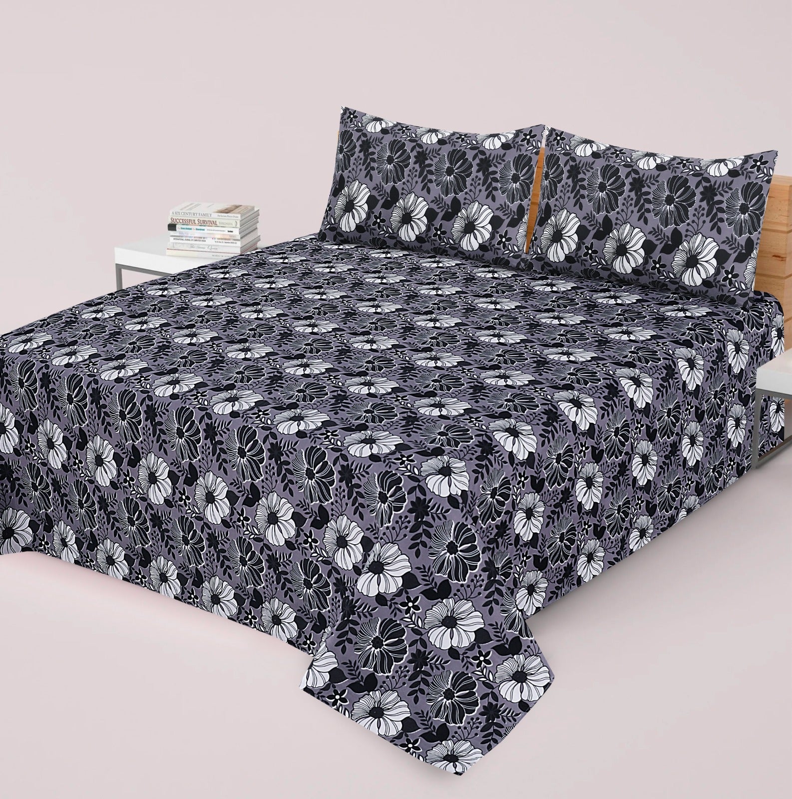 Gul Ahmed-King cotton bedsheet 3 pcs