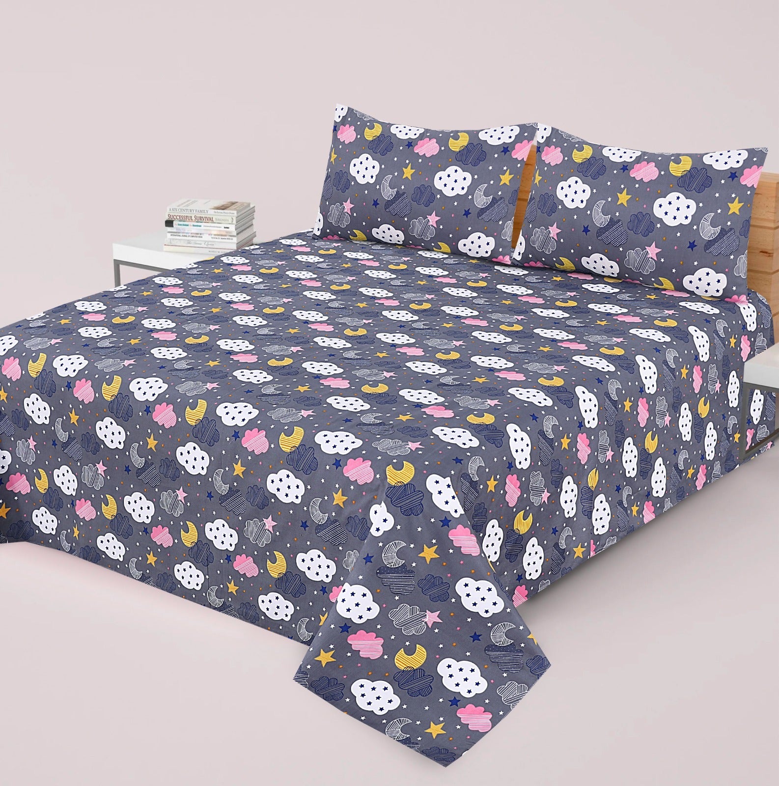 Gul Ahmed-King cotton bedsheet 3 pcs