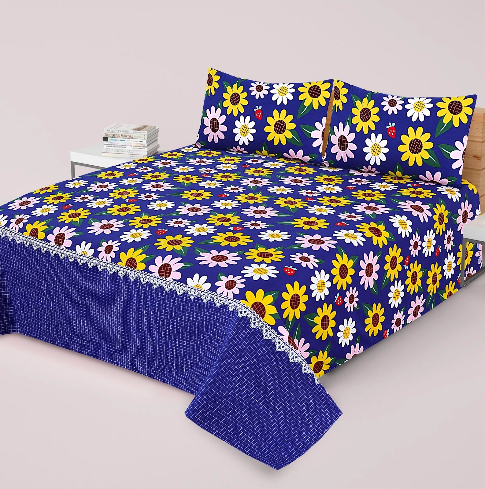 Gul Ahmed-King cotton bedsheet 3 pcs