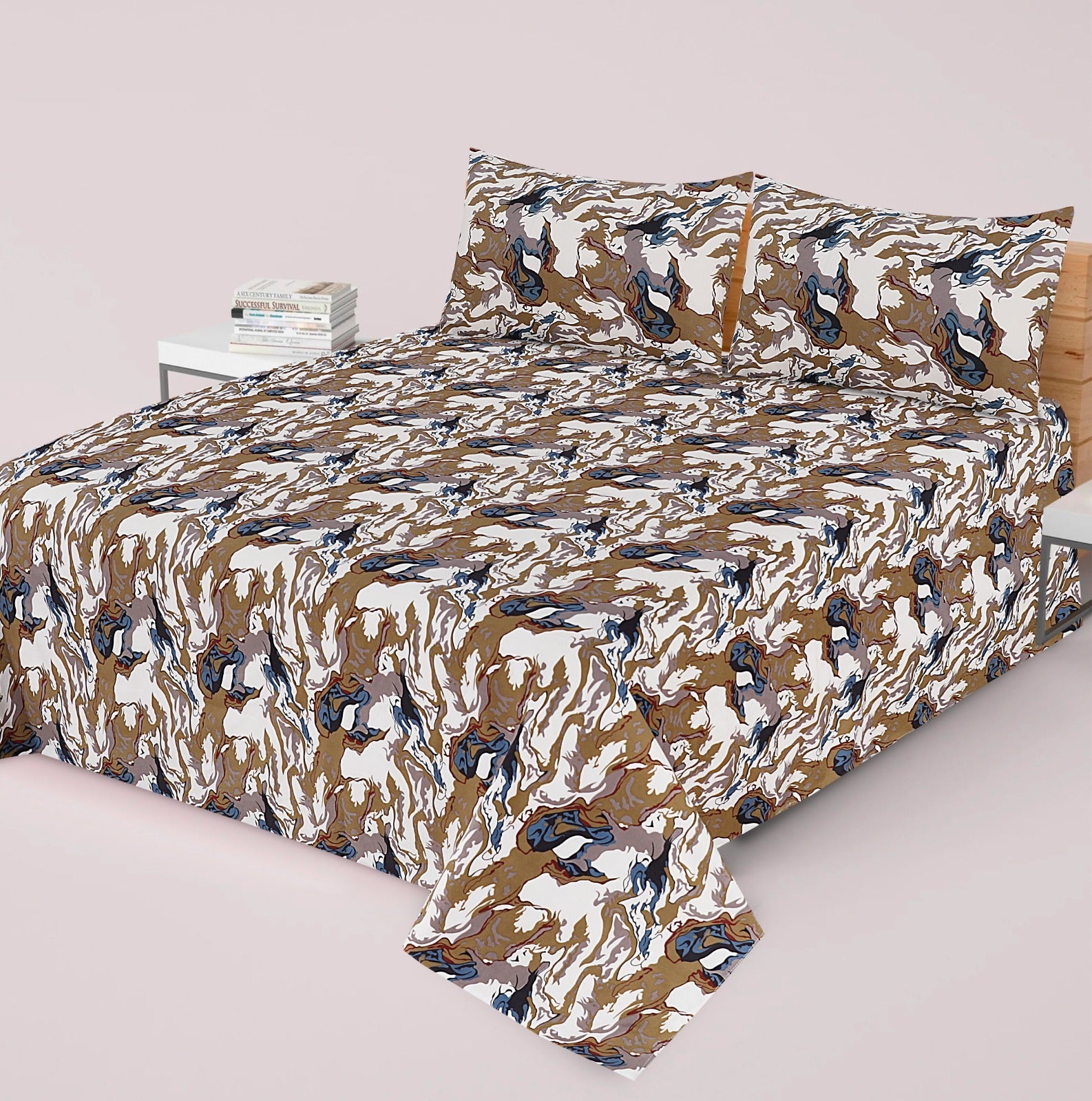 Gul Ahmed-King cotton bedsheet 3 pcs