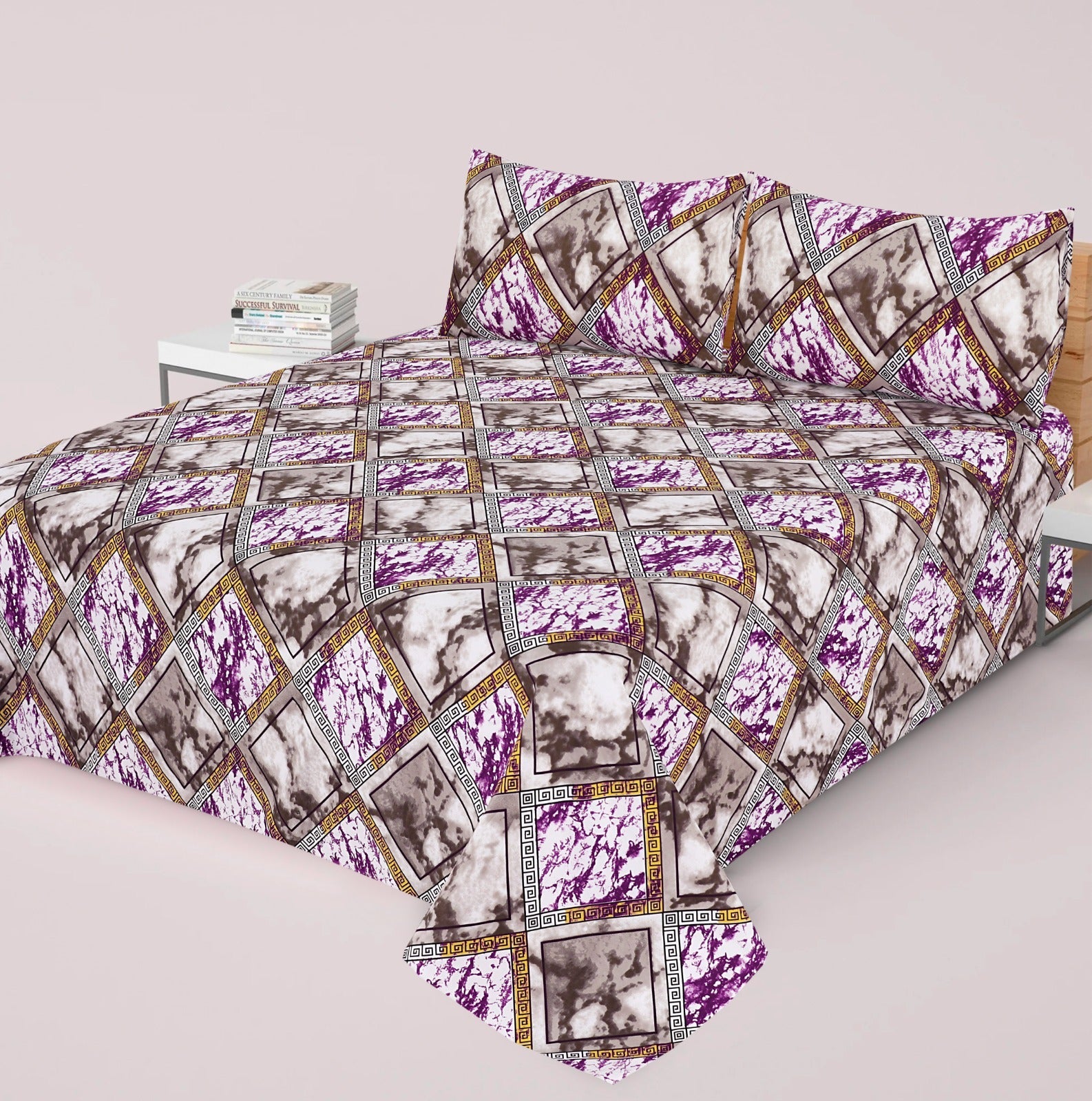 Gul Ahmed-King cotton bedsheet 3 pcs