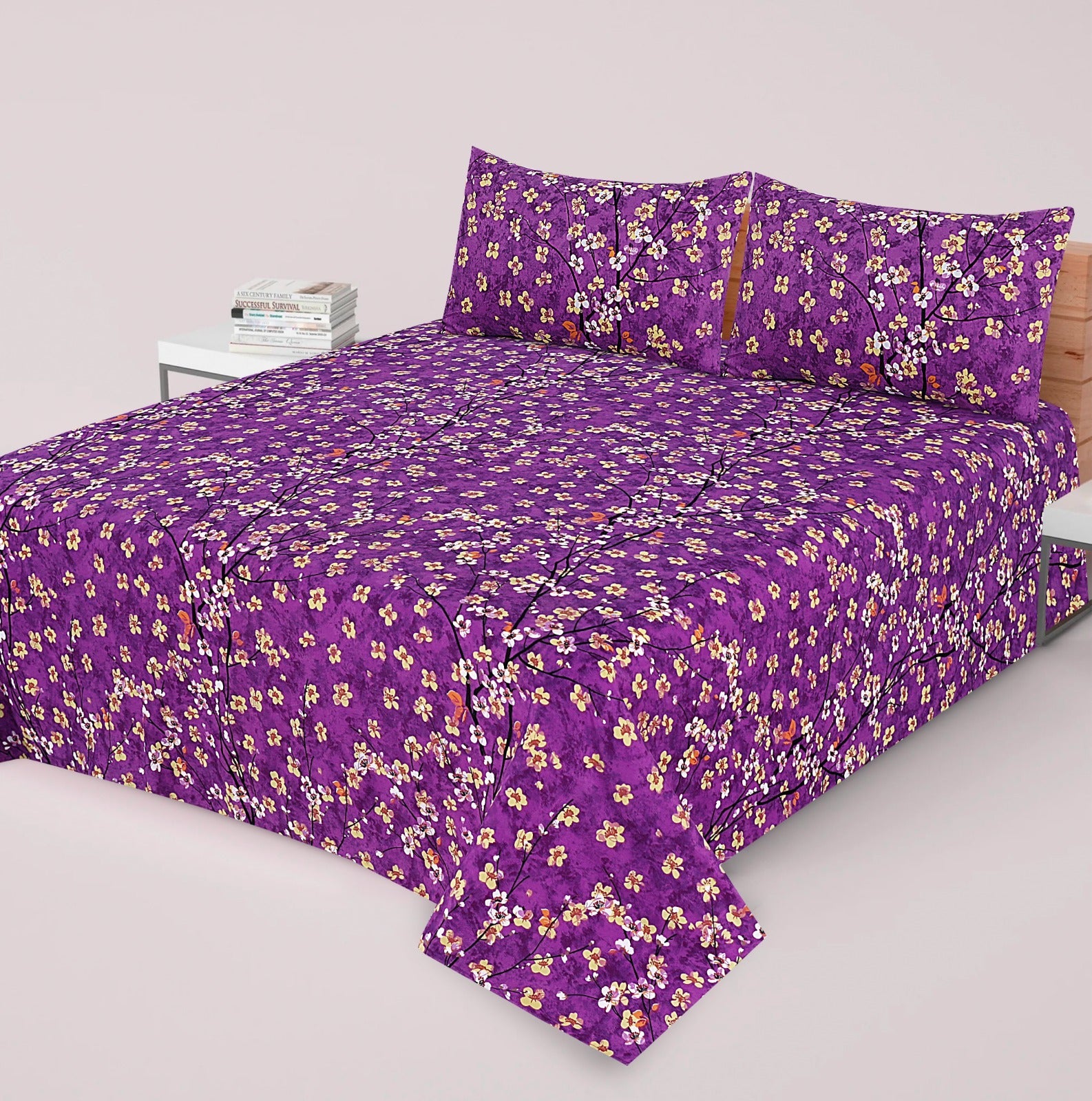 Gul Ahmed-King cotton bedsheet 3 pcs