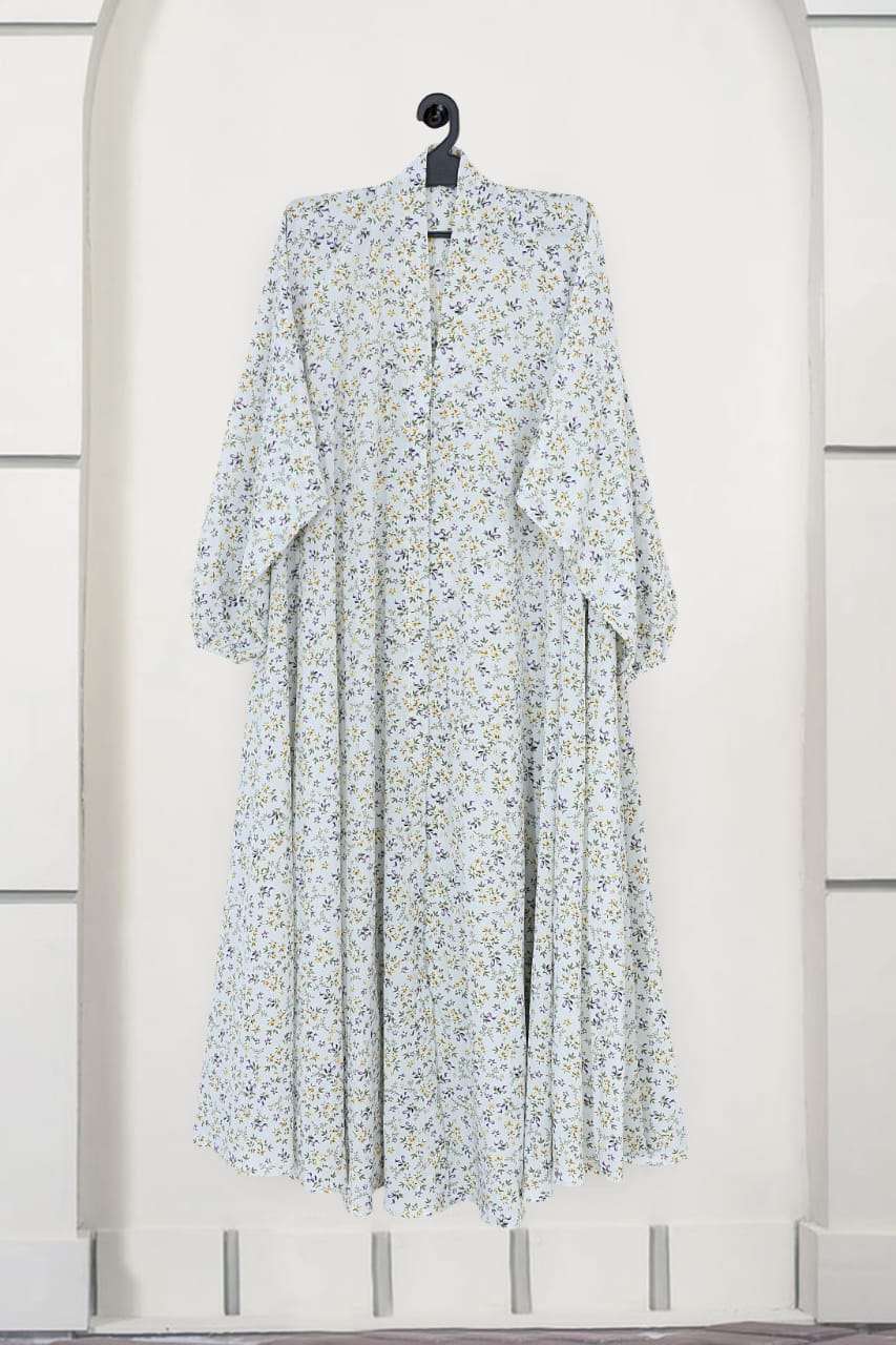Apricot – Floral Front Open Abaya ( DZN 5523 )