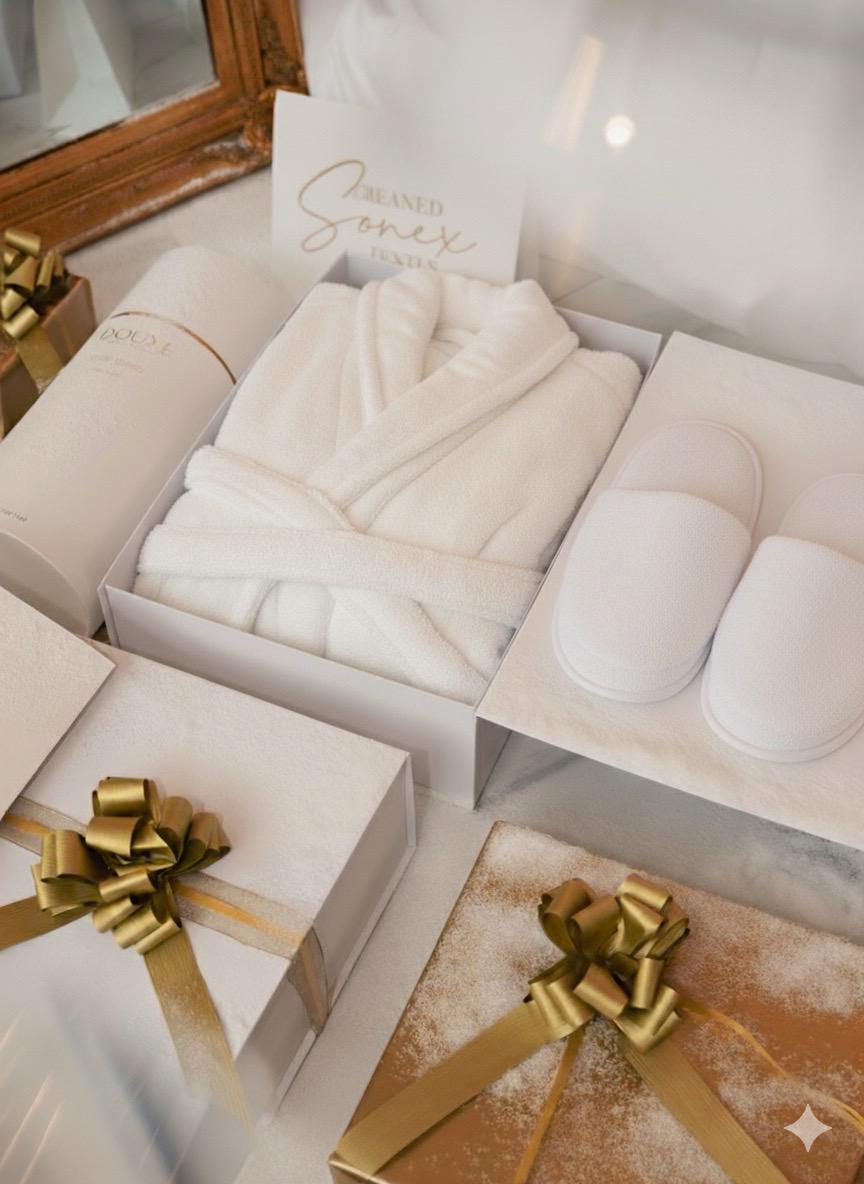 LUXURY VELVET EMBROEDRY BATHROBE | 100% cotton for unisex | with Slipper and Towel