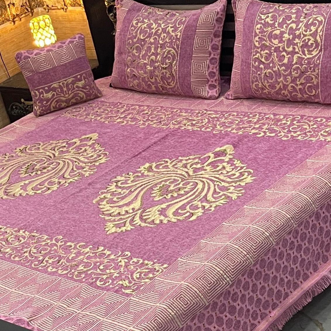 4Pc Velvet Jaquard Bedsheet (Ds No 10100)