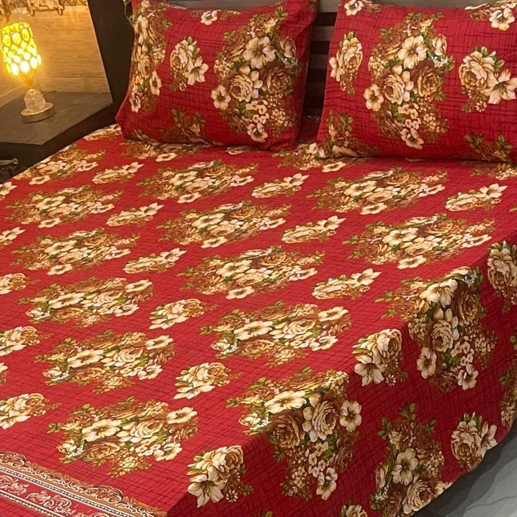 3 Pcs Cotton Sateen Bedsheet