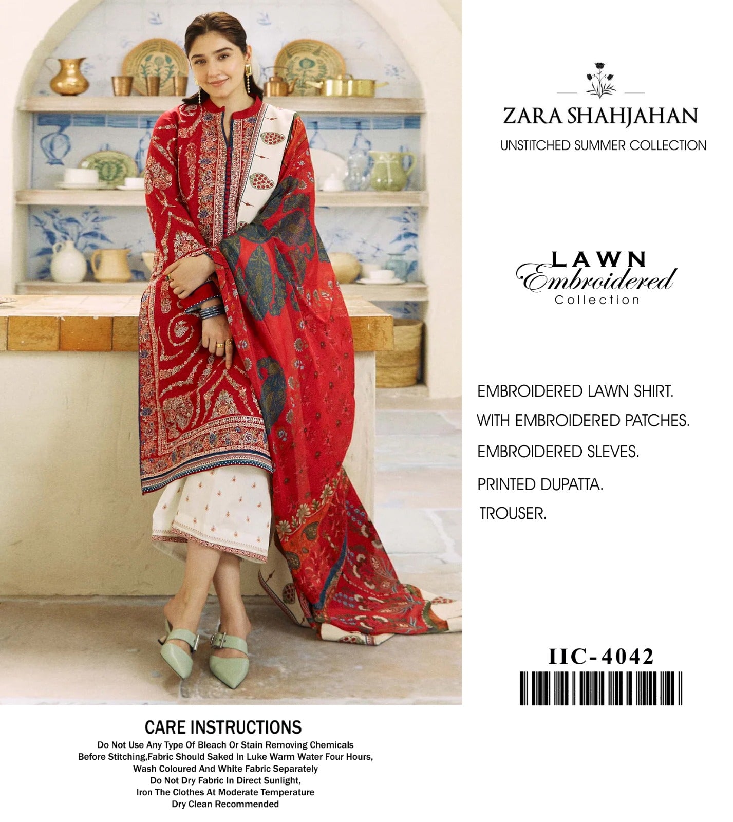 Zarashahjhan Embroidered lawn Three Piece COCO-08