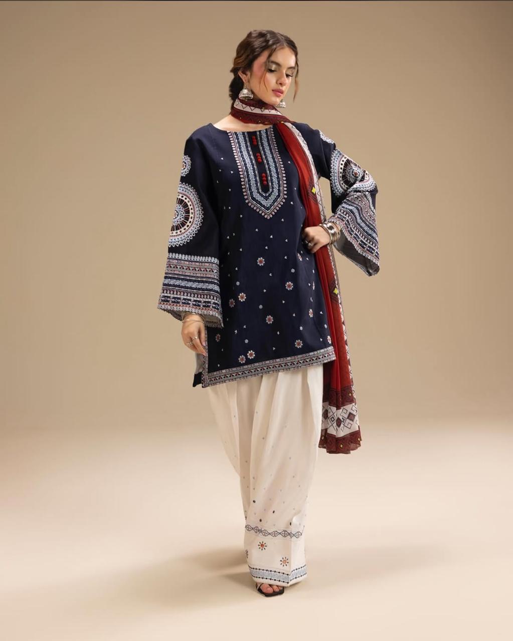 Sapphire Embroidered lawn Three Piece