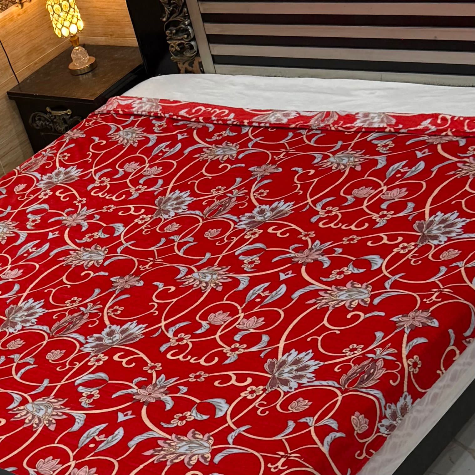 Luxury Summer AC  Blanket(Red Grey Flower)
