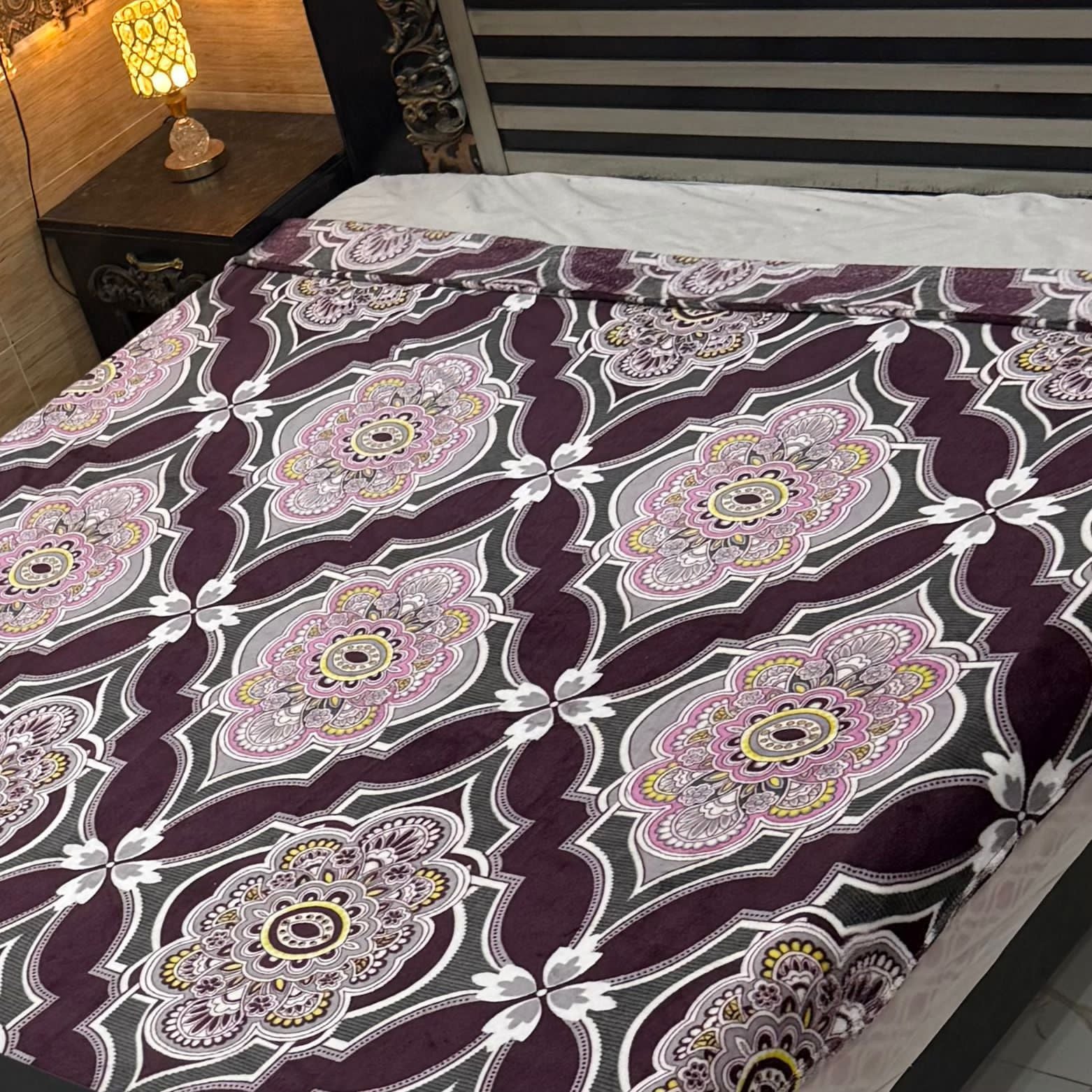Luxury Summer AC  Blanket(Choclate White Flower)