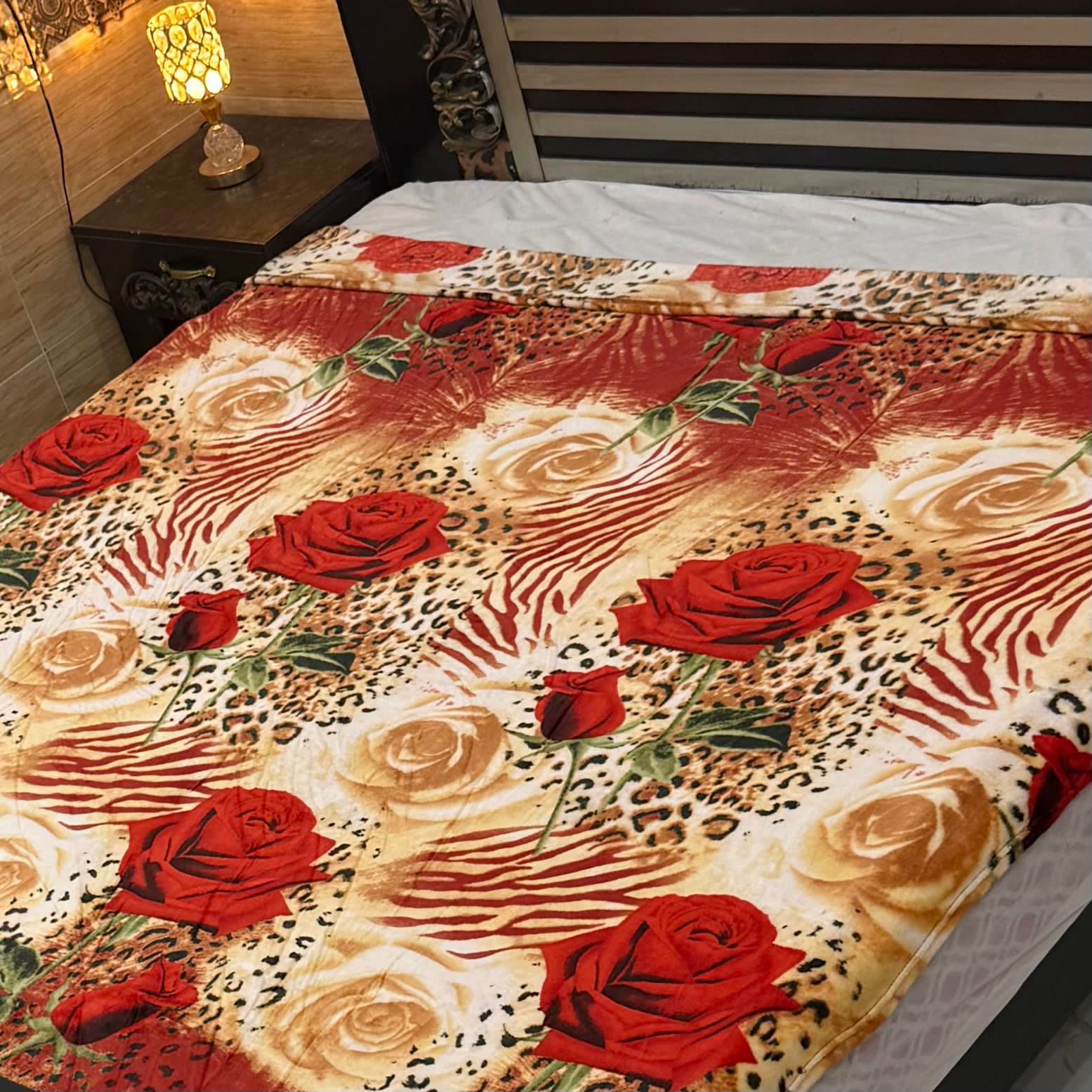 Luxury Summer AC  Blanket(Red Brown Flower)