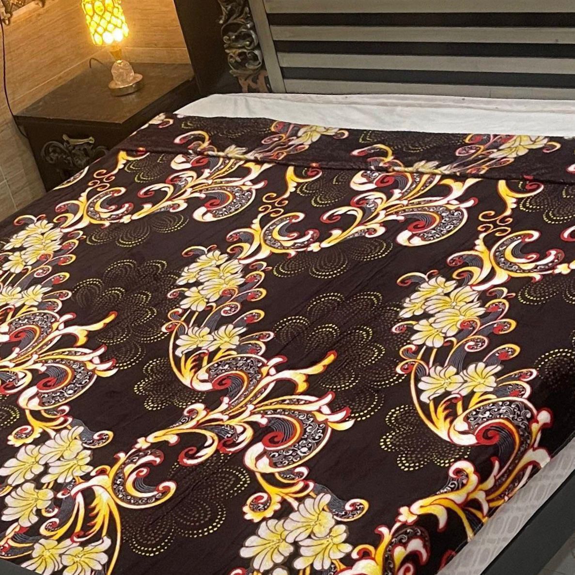 Luxury Summer AC  Blanket(Dark Brown Yellow Flower)
