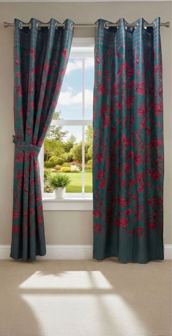 Printed Cotton Curtain Pair --( DZN 0015 )