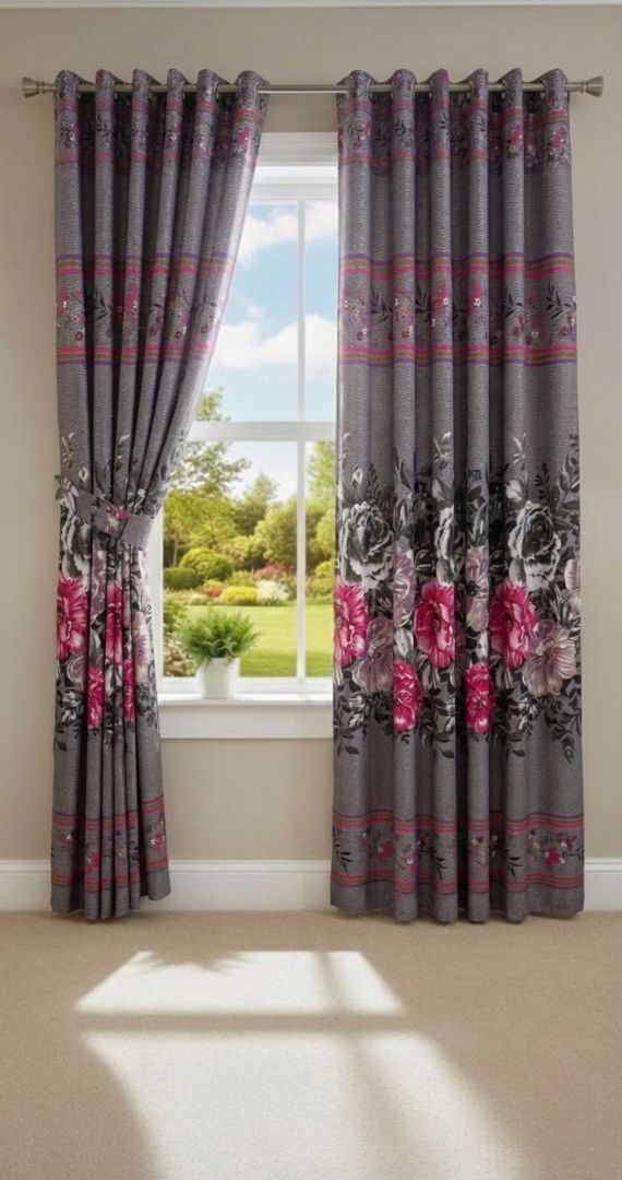 Printed Cotton Curtain Pair --( DZN 0017 )